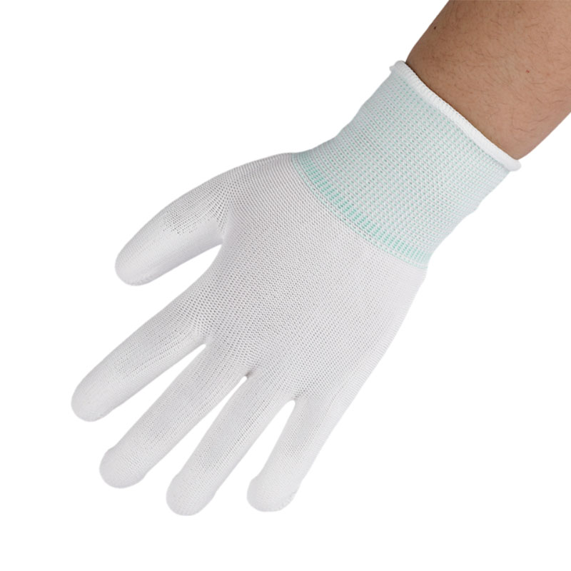 White Nylon Knitted PU Coated Palm Safety Work Gloves