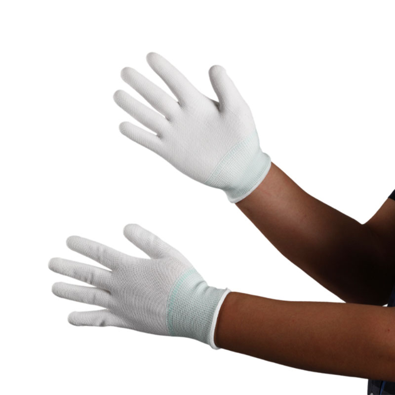 White Nylon Knitted PU Coated Palm Safety Work Gloves